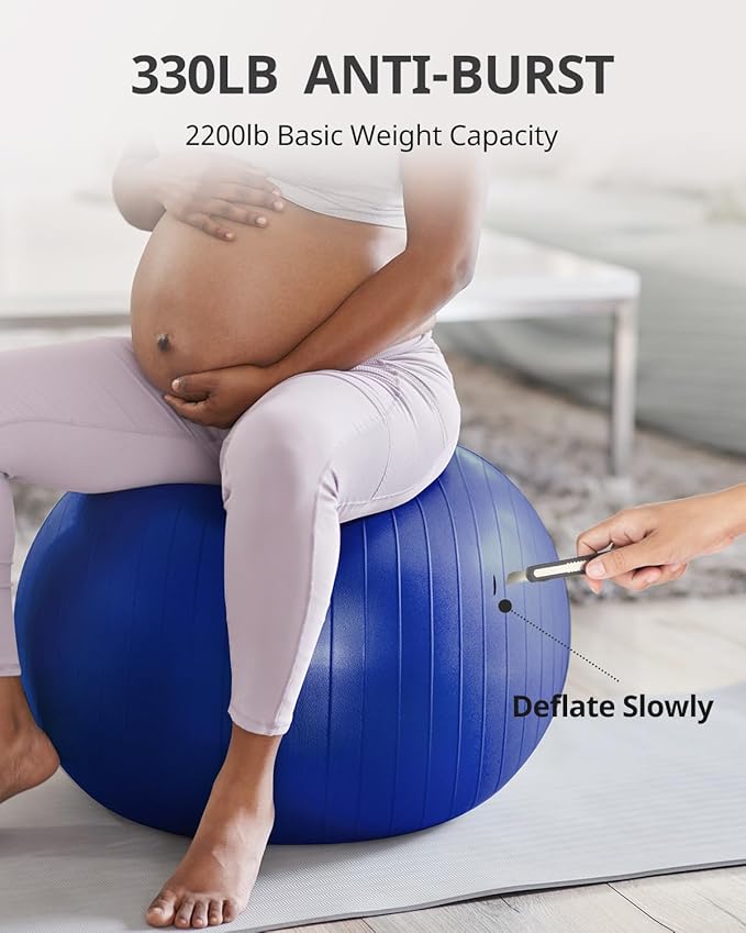 Trideer Extra Thick Yoga Ball Exercise Ball, 5 Sizes Gym Ball, Heavy Duty Ball Chair for Balance, Stability, Pregnancy, Quick Pump Included