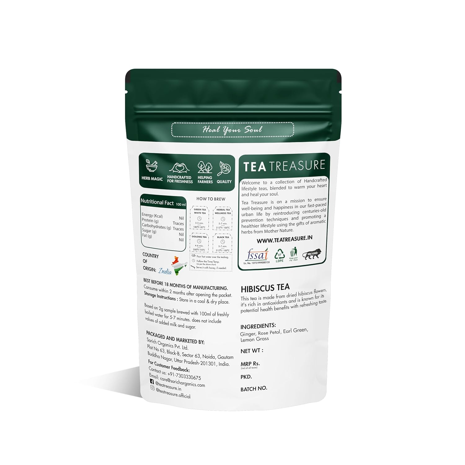 Tea Treasure Hibiscus Green Tea Powder