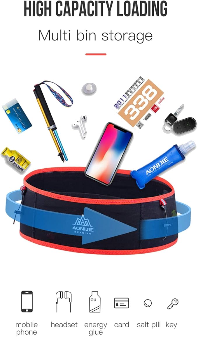 AONIJIE Hydration Belt Running Fanny Pack, with 250ml Soft Water Bottle Flask Phone Holder for Trailing Running Climbing Jogging Cycling Workout Fitness 3 Colors (Red, S/M)