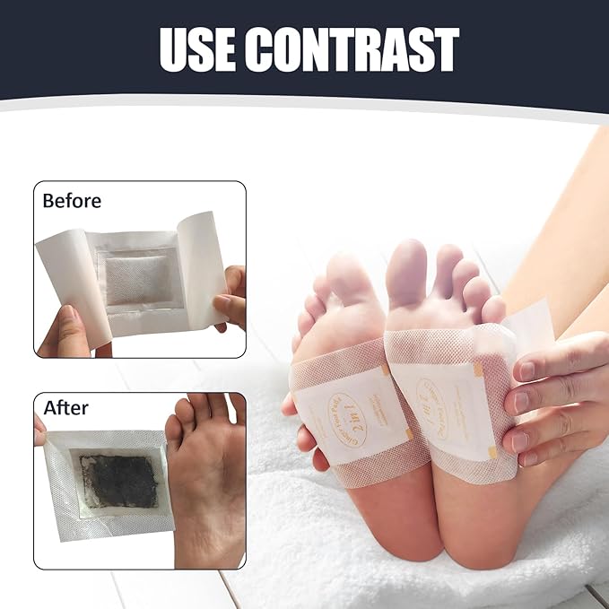 2 in 1 Foot Pads, Tear and Use Ginger Wormwood with Pure Natural Ginger Powder Bamboo Vinegar Wormwood, Bigger Adhesive ''Stay in Place'' All Night, 20 Pads