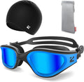 ZIONOR G1 Lite Swim Goggles with Swim Cap Comfortable Anti-fog Swimming Goggles Cap Set for Adult Men Women