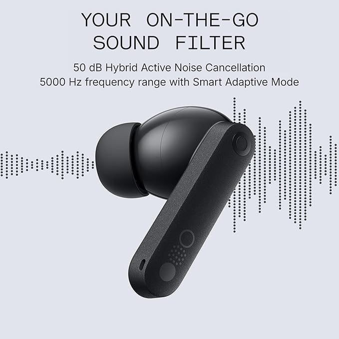 CMF Buds Pro 2 Wireless Earbuds with Smart Dial, 50dB Hybrid Noise Cancelling Earbuds Wireless Bluetooth 5.3, 11mm Bass with LDAC, 6 Hi-Res Audio Mics, 43H Playtime, Fast Charging Case, Dark Grey