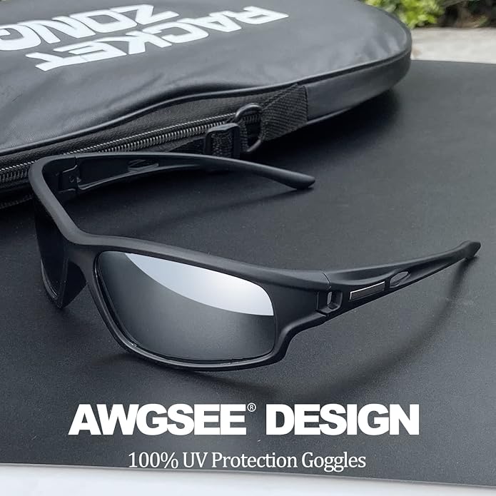 Polarized Sports Sunglasses for Men 100% UV Protection Wrap Around Unbreakable Sun Glasses for Fishing Driving