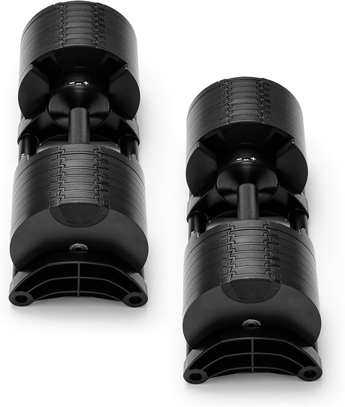 NÜOBELL® Adjustable Dumbbell Set, 5-50 LB or 5-80 LB, Easy Twist 2024-25 Model, All-In-One Weights Set (Pair) for Home, Original Manufacturer