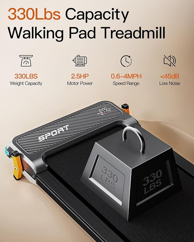 FUNRAY Versatile Walking Pad Treadmill with Incline - Dual-Sided Under Desk Treadmill with Foot Massage,2 in 1 Walking Machine for Home/Office with 330LBS Weight Capacity