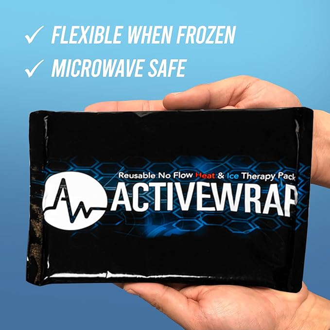 Ice Packs for Injuries Reusable, Hot Cold Packs for Pain Relief, First Aid & Injury Recovery. Includes 2 individual pack covers for use in ActiveWrap Knee,Shoulder & Back Ice Wraps Large, 7x 10 inches