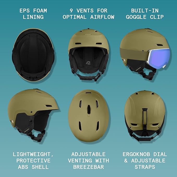Retrospec Zephyr Ski Helmet - Snowboard Helmet for Adults & Youth - Adjustable Fit with Breathable Vents for Men, Women, Boys and Girls