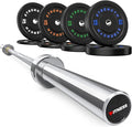 Olympic Rubber Bumper Weight Set - 2 Inch Barbell Plates for Home Gym Strength Training