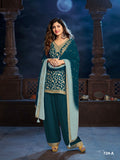 Anaita Teal Silk Farshi Salwar Suit With Codding Dori & Sequence Work