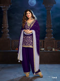 Anaita Purple Silk Farshi Salwar Suit With Codding Dori & Sequence Work