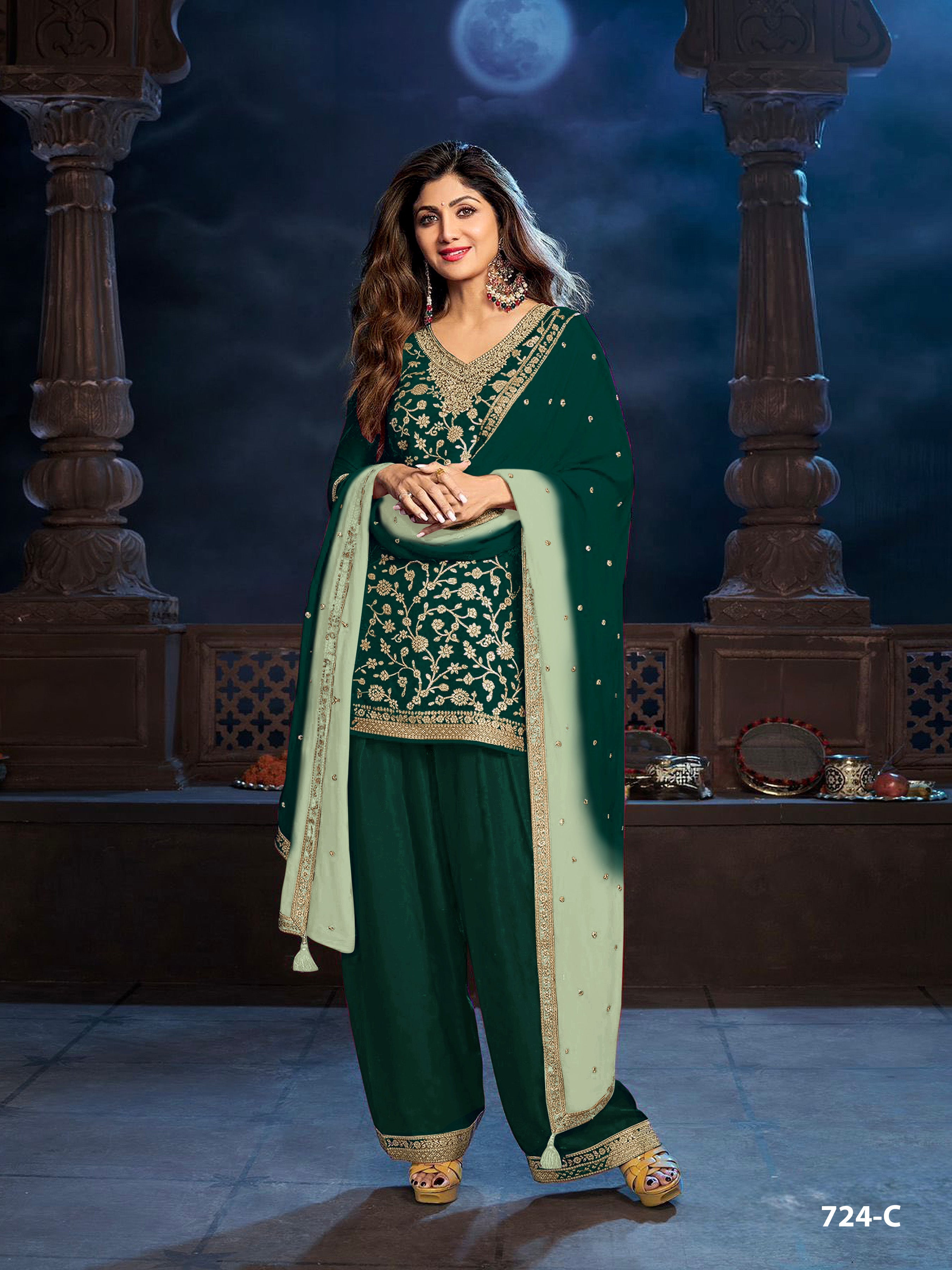 Anaita Green Silk Farshi Salwar Suit With Codding Dori & Sequence Work