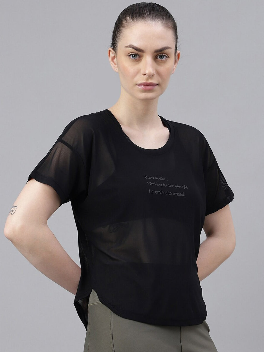 MKH Dri-FIT Typography Printed Drop Shoulder Sleeves T-Shirt