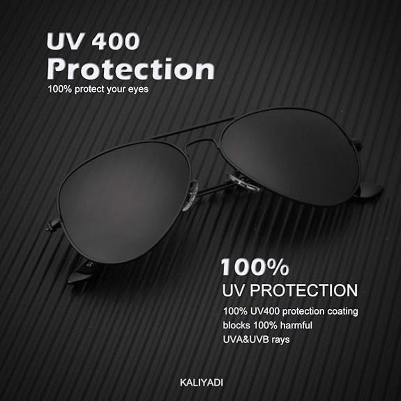 New 3-Pack Kaliyadi Mens Black Brown Gray Classic Aviator UV Blocking Sunglasses