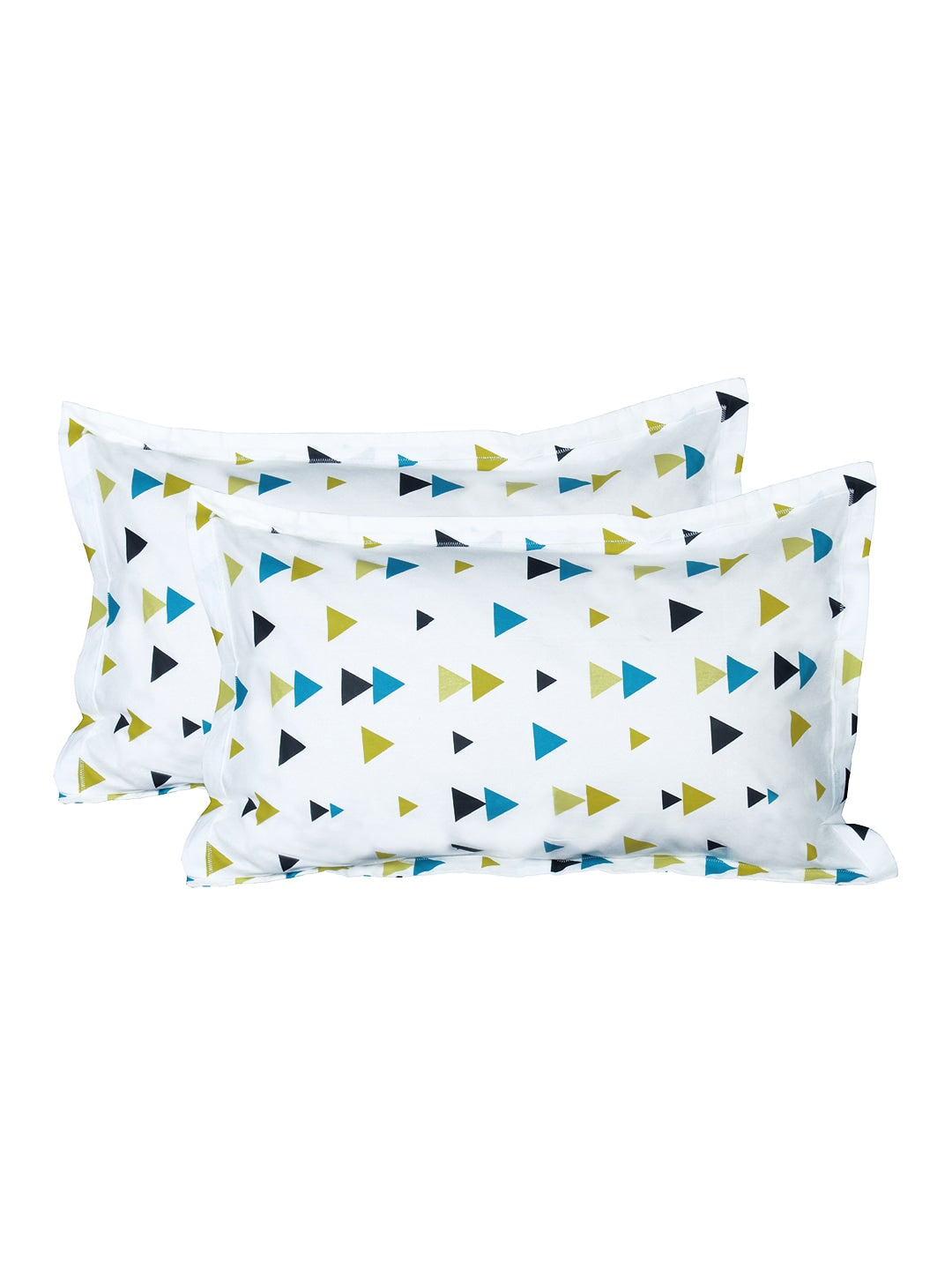 Story@home Ventura Teal & Black Geometric 152 TC Cotton Queen Bedsheet & 2 Pillow Covers