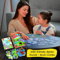 Advit toys Wild Animals Jigsaw Puzzle Game for Kids Age 3 to 5 Years | Educational Puzzle Game to Improve Focus, Memory & Learning Skills (24 Pieces + Book)
