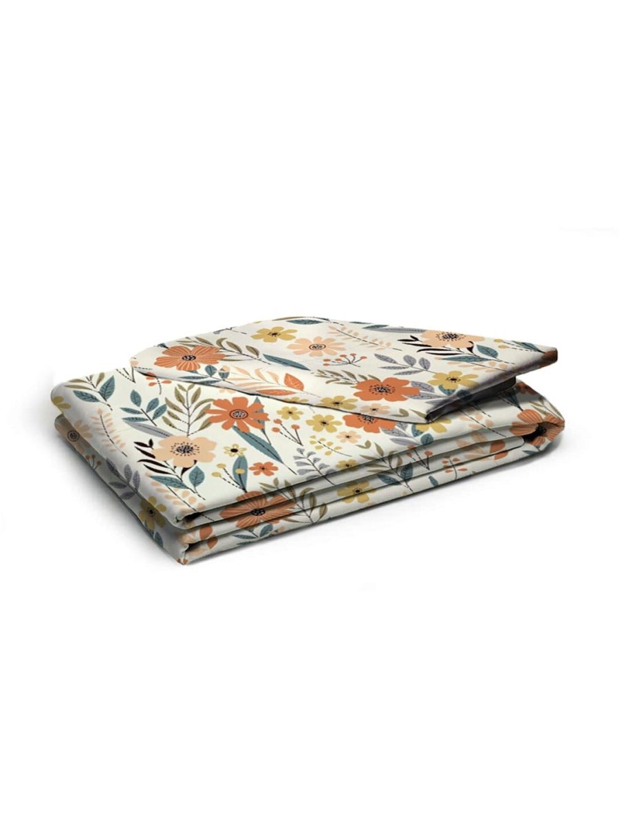 AEROHAVEN Premium Cream-Coloured Floral Cotton 300 TC King Bedsheet & 2 Pillow Covers