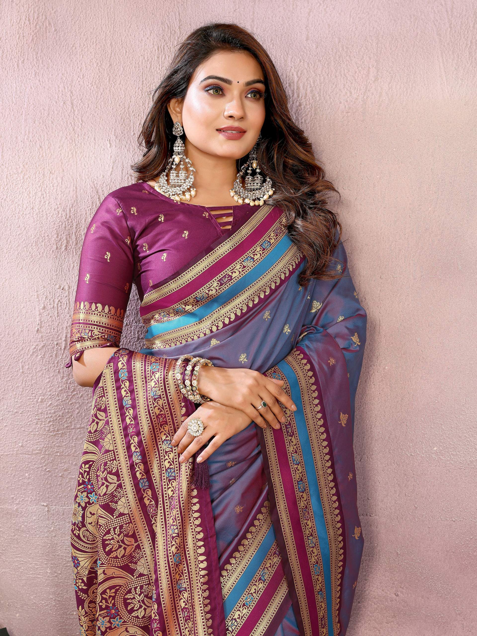 Aastha Fashion Grey Kalamkari Silk Weaving Saree
