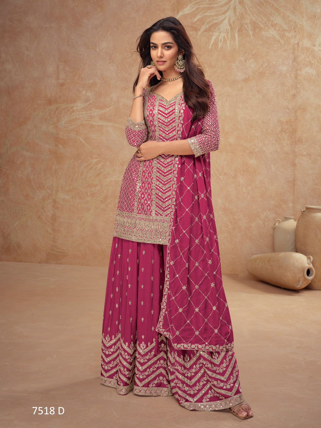 Anaita Pink Chiffon Sequins Embroidered Readymade Salwar Suit