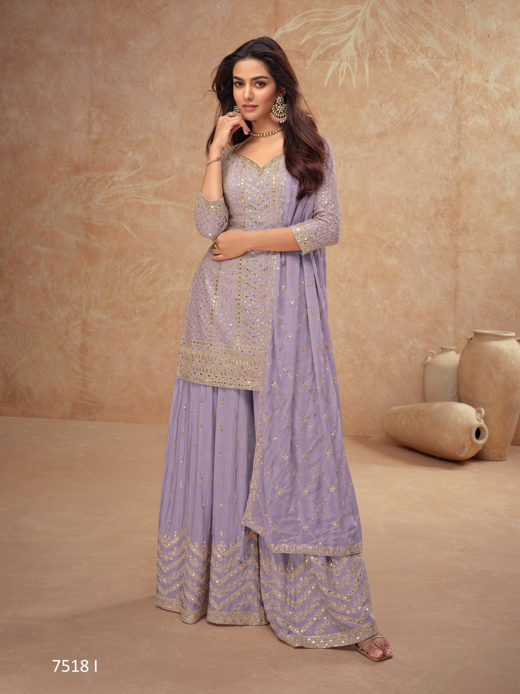 Anaita Light Lavender Chinon Sequence Embroidered Readymade Salwar Suit