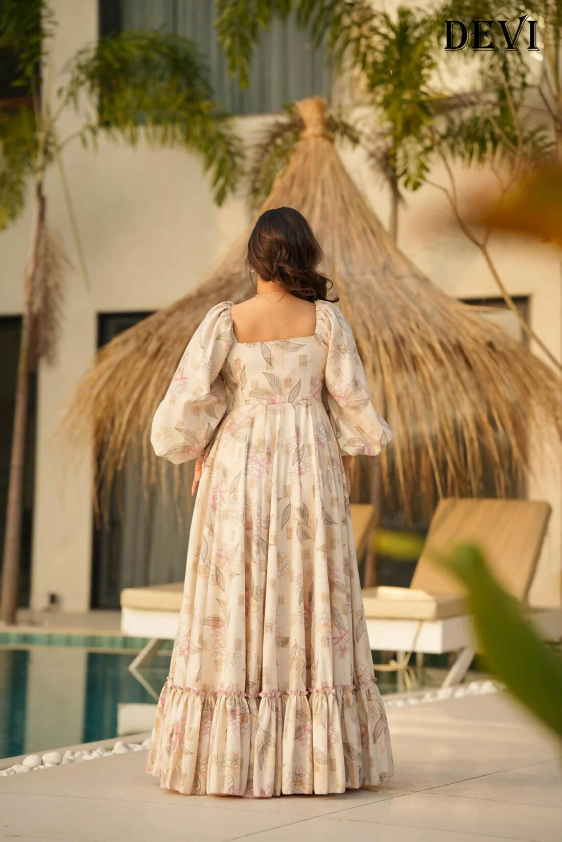 Aayaa Designer Printed Full Flared Gown - Multi Color