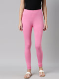 Souchii Pink Solid Slim-Fit Churidar-Length Leggings