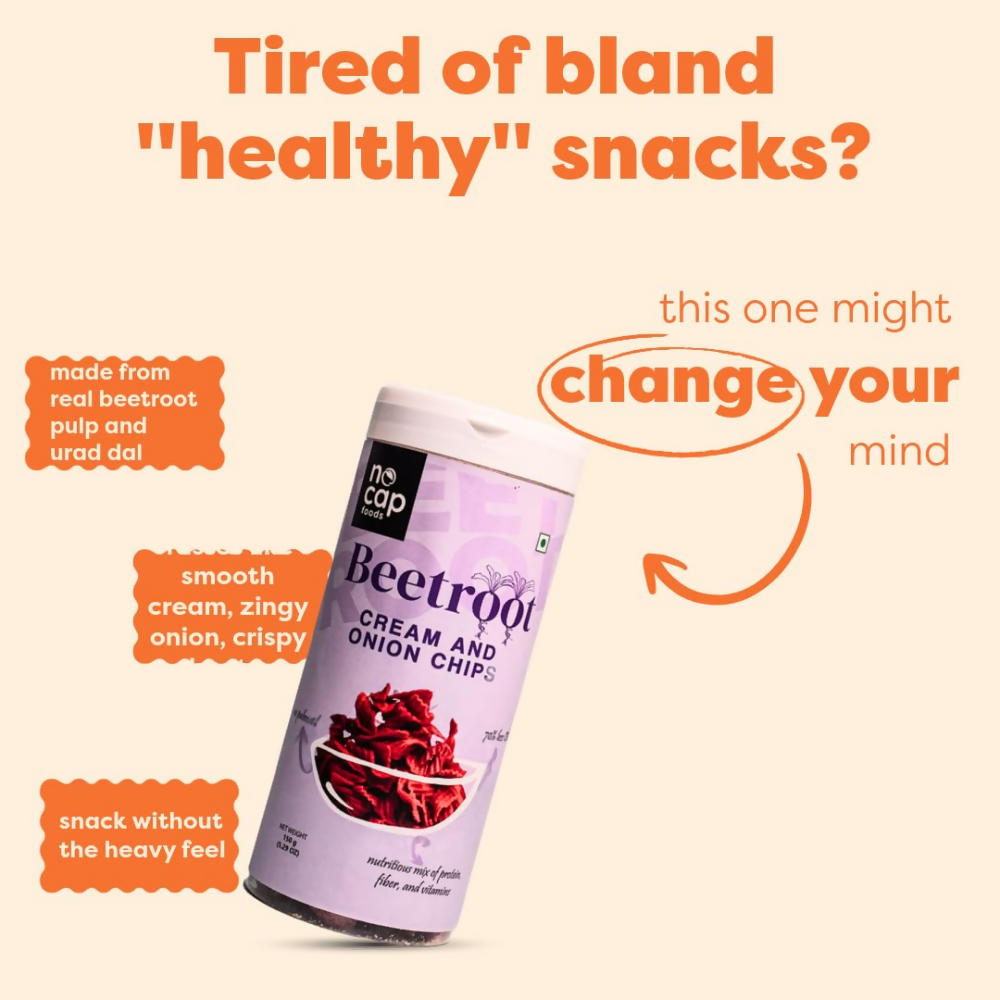 Nocap foods Zero Guilt Healthy Beetroot Chips - Cream&Onion