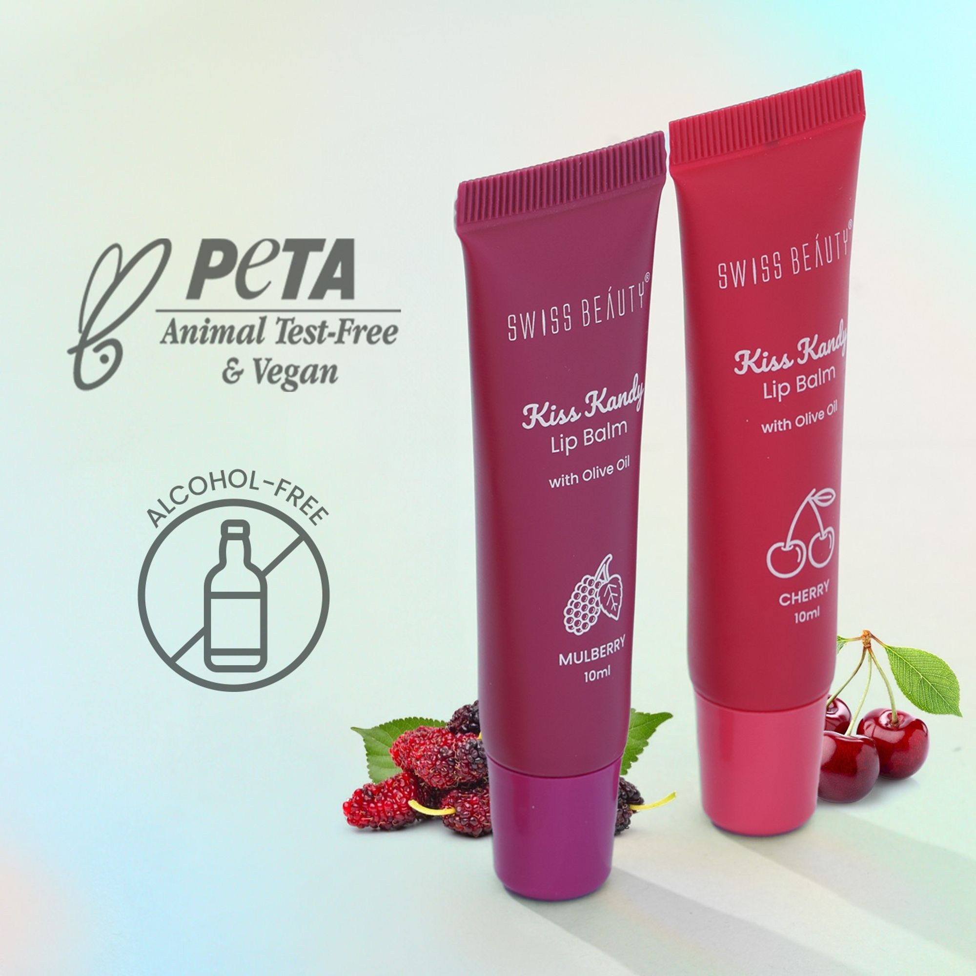Swiss Beauty Kiss Kandy Tinted Lip Balm | Non-Sticky with Olive Oil & Vitamin E - 7 Strawberry