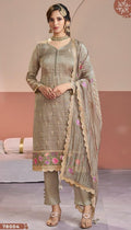 Anaita Chiku Gold Silk Suit With Embroidery & Zari Work