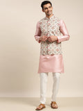 Sojanya Men Pink Solid Kurta & Churidar Comes With a Nehru Jacket