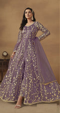 Anaita Purple Embroidered Butterfly Net Anarkali Suit