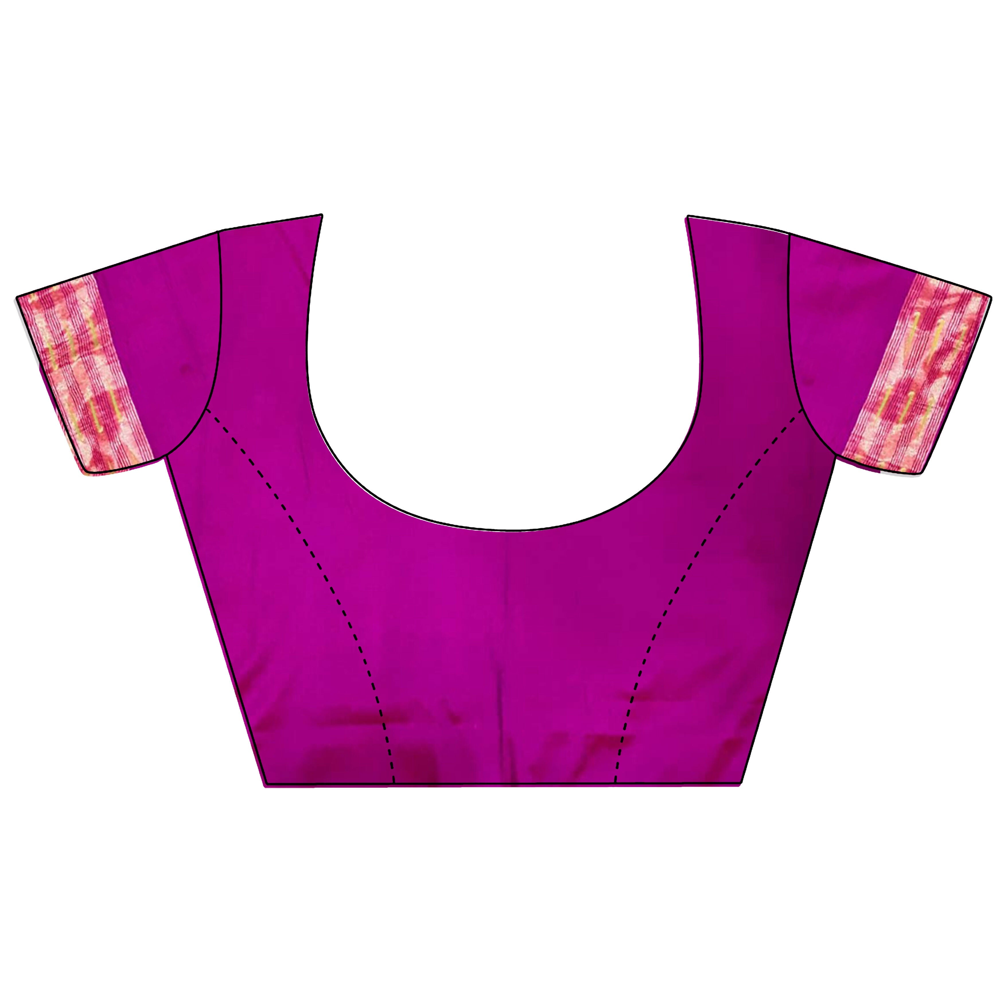 Joban Fashion Rani Pink Jacquard Butti Soft Lichi Silk Paithani Saree