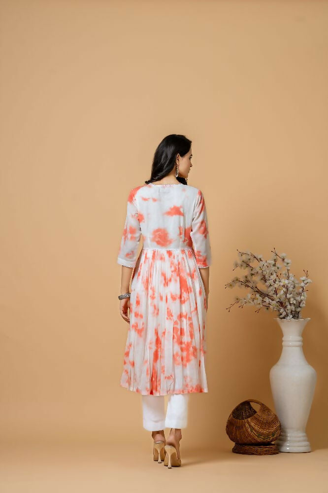 Joban Fashion Peach Tie & Dye Kurta Pant Set