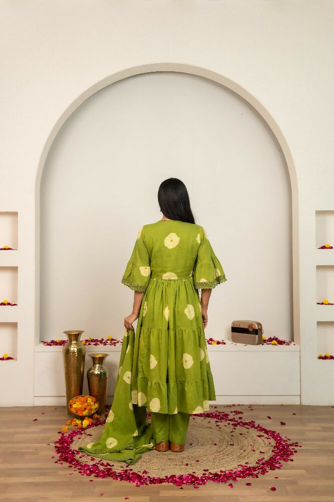 Joban Fashion Green Tie & Dye Cotton Suit Set