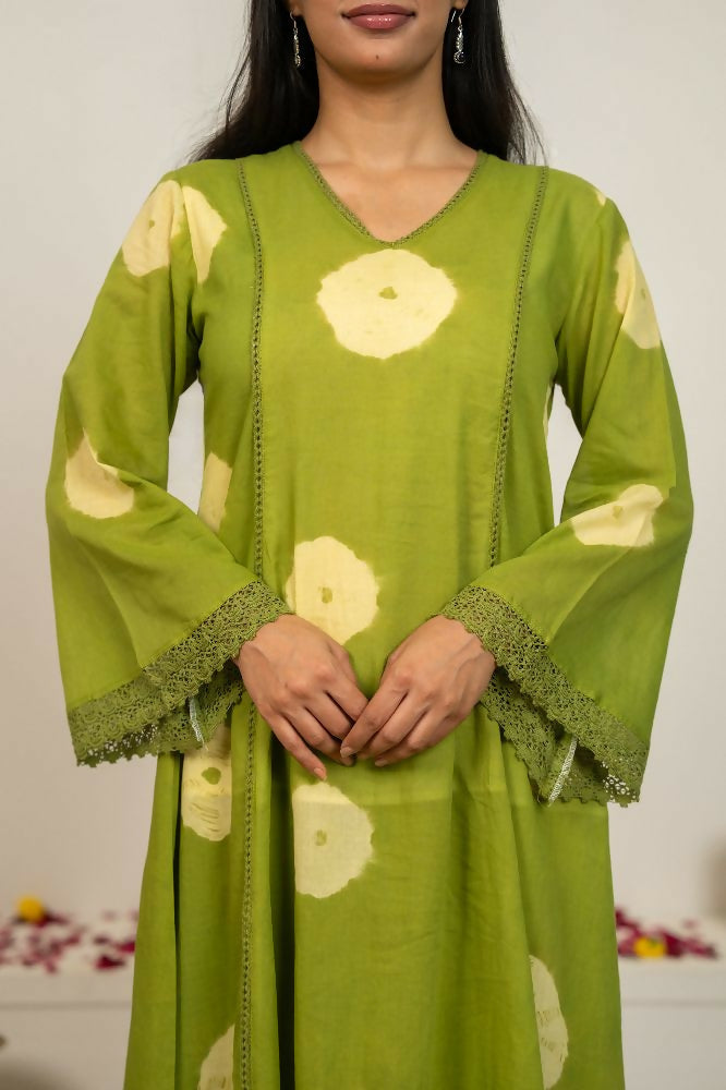 Joban Fashion Green Tie & Dye Cotton Suit Set