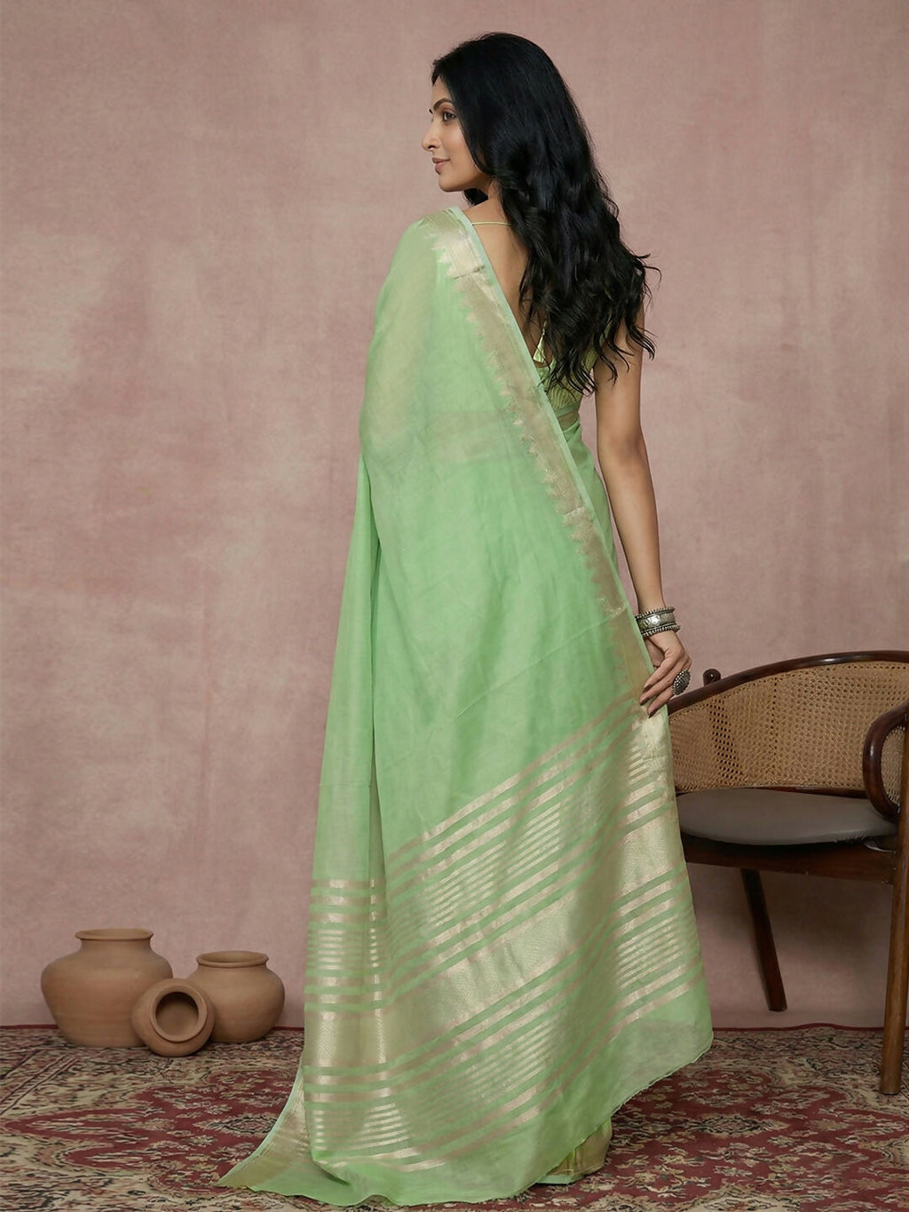 Shree Shyam Fashion Light Green Cotton Saree