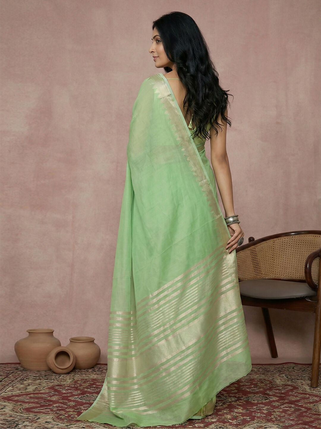 Shree Shyam Fashion Light Green Cotton Saree