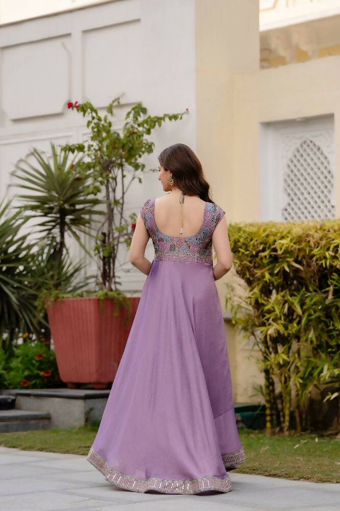 Teeya Creation Lavender Color Vichitra Silk Designer Party Wear long Gown