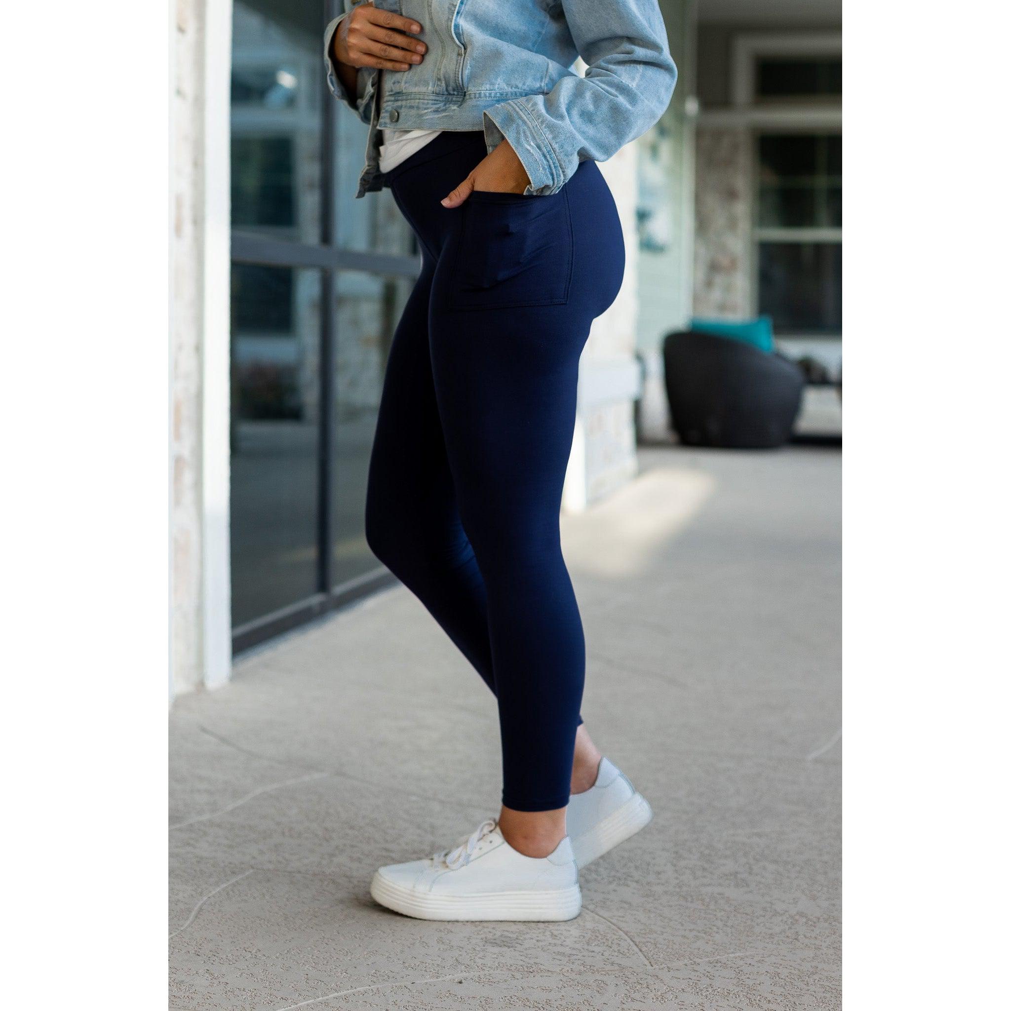Ready to Ship | The Nyla - Navy Full-Length with Pocket Leggings