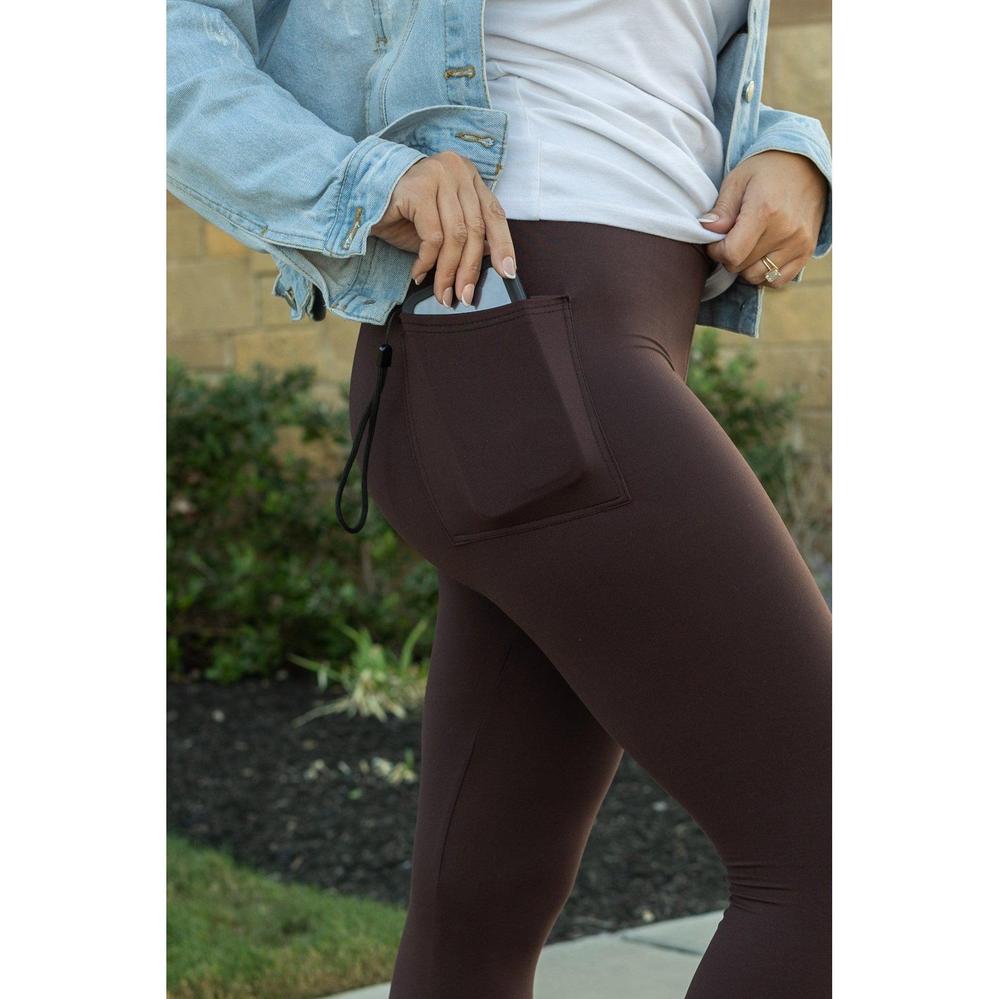 Ready to Ship  |The Brady -  Brown FULL LENGTH Leggings with POCKET