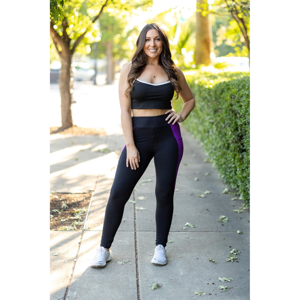Ready to Ship | The Presley - Purple Panel Full Length Leggings