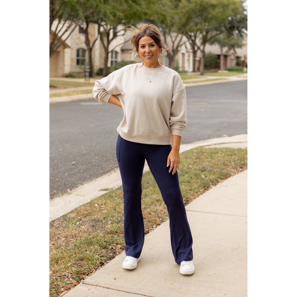 Ready to Ship  | The Mila -  NAVY Bootcut Leggings with Pockets