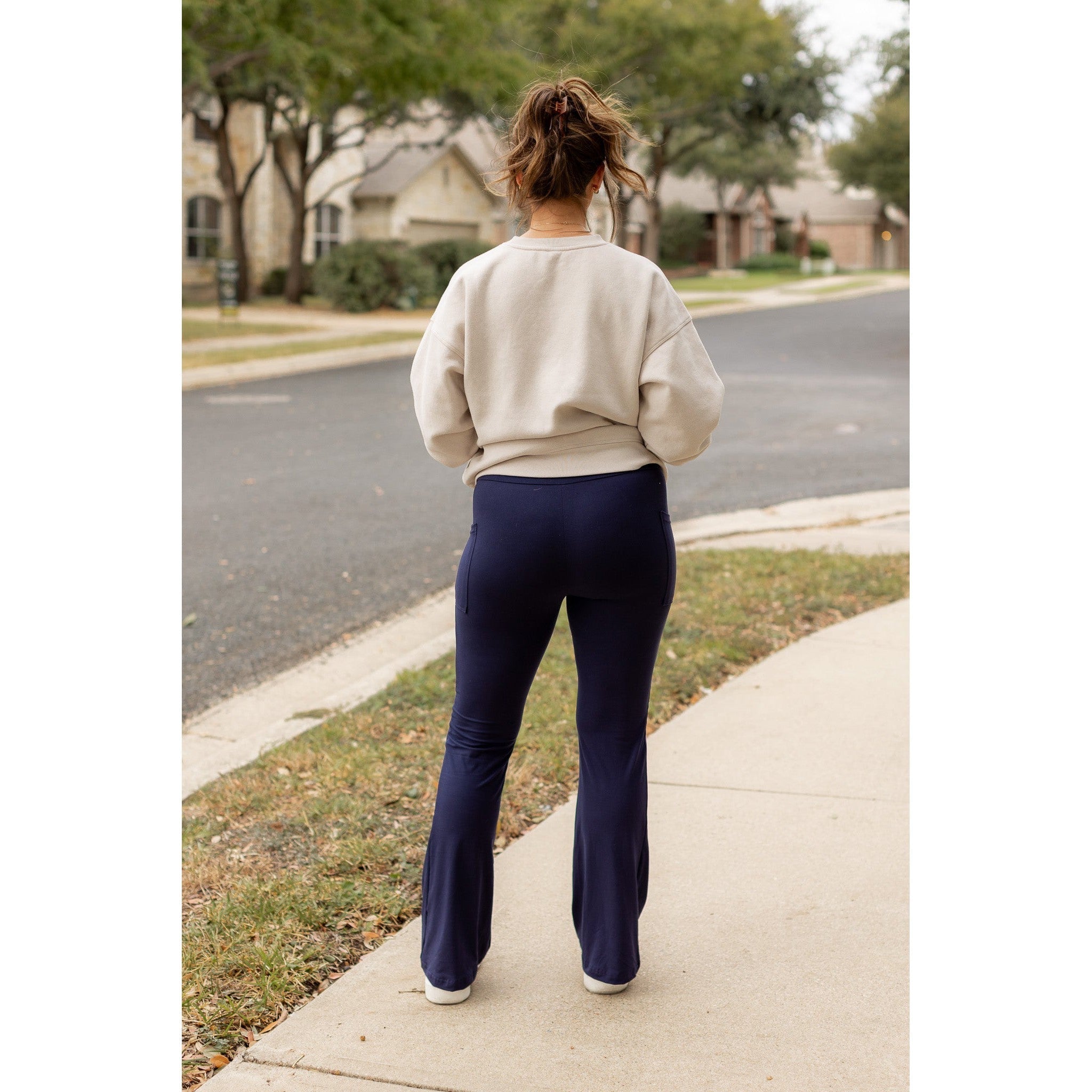 Ready to Ship  | The Mila -  NAVY Bootcut Leggings with Pockets