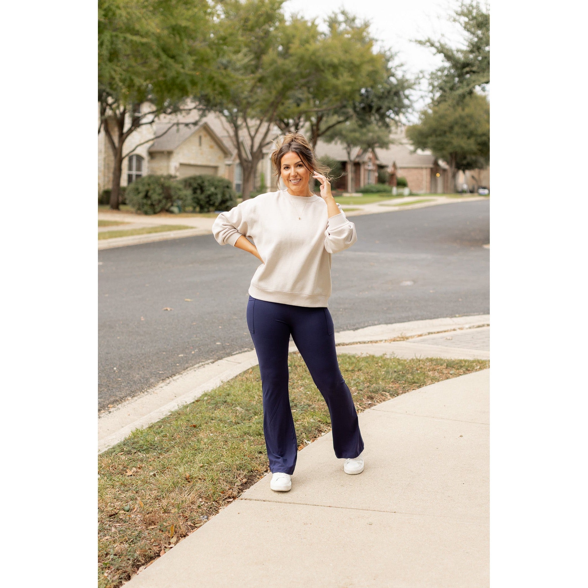 Ready to Ship  | The Mila -  NAVY Bootcut Leggings with Pockets