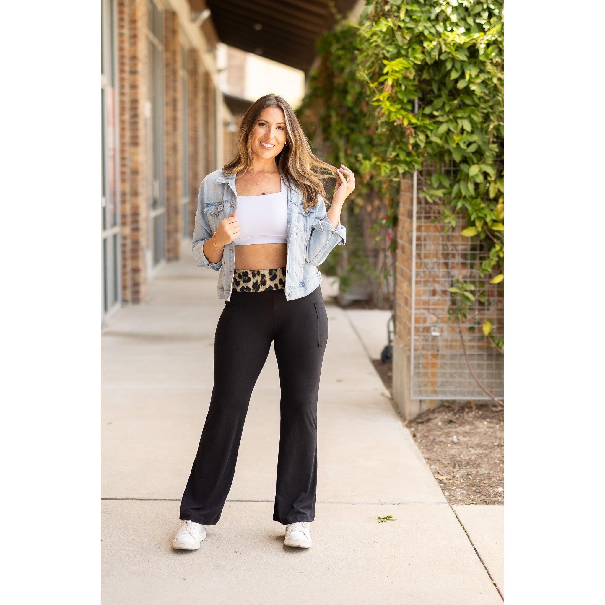 Ready to Ship | The Kristen - Leopard Fold Over Bootcut Leggings