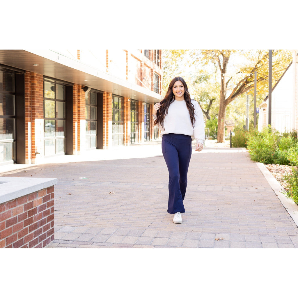 Ready to Ship  | The Mila -  NAVY Bootcut Leggings with Pockets
