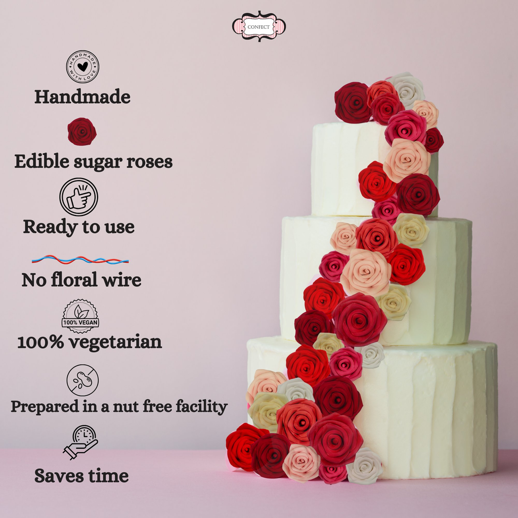 Confect Salmon Pink | Edible Sugar Roses Topper