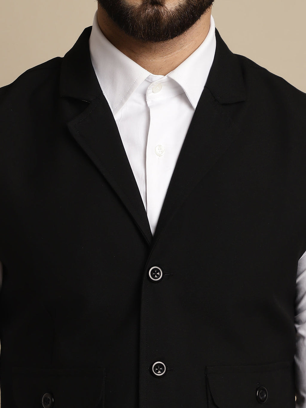 Even Apparels Men's Black Waistcoat with Notched Lapel