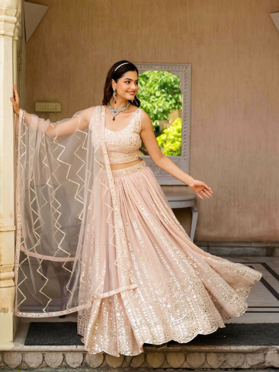 Lehenga Mart Designer Indian Wedding Lehenga Choli-Light Pink