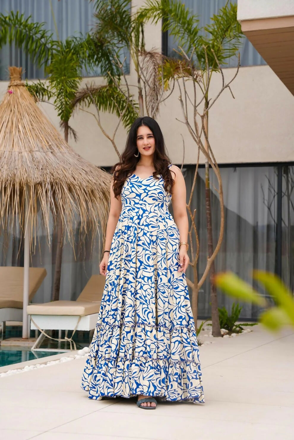 Aayaa Designer Printed Full Flared Gown - Multi Color