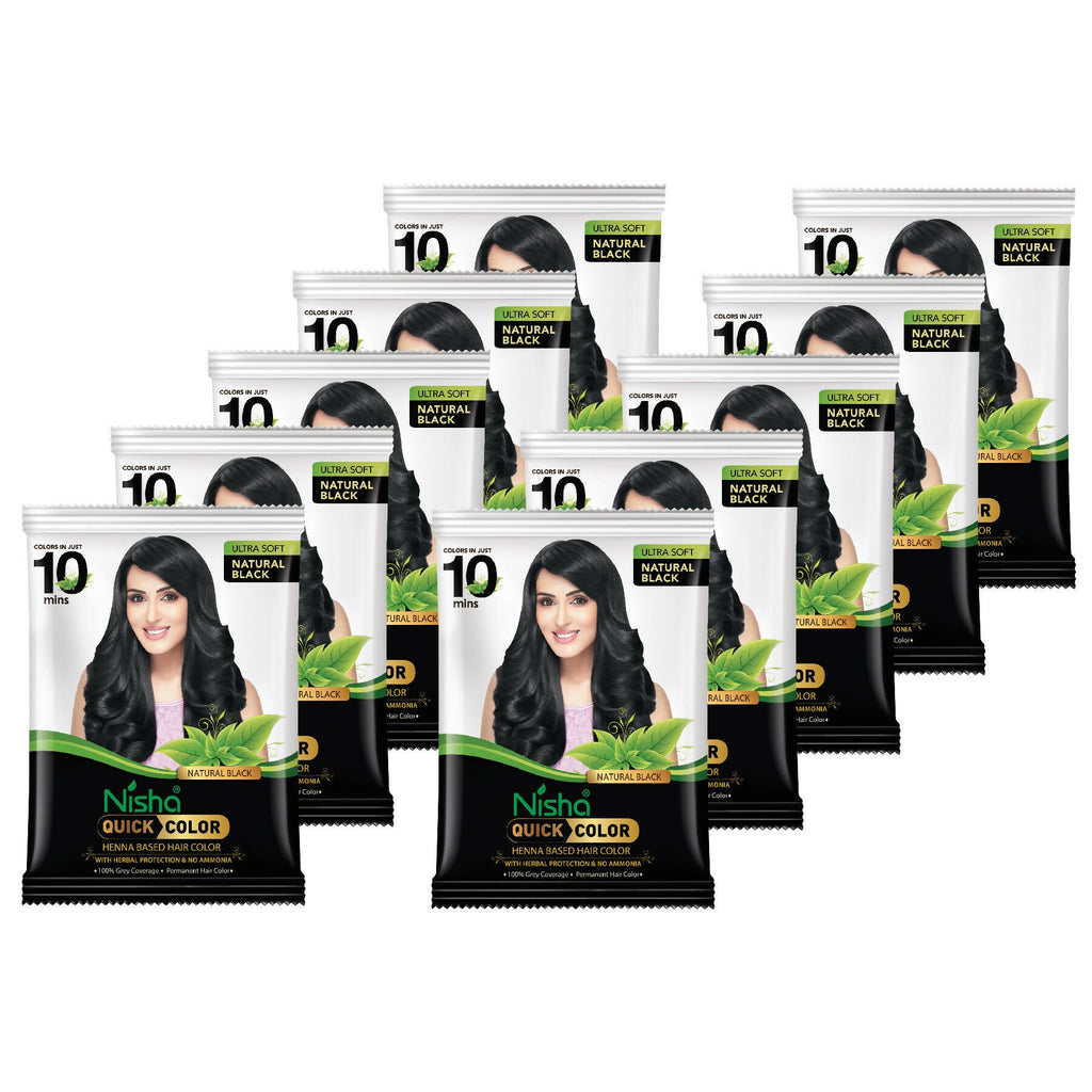 Nisha Quick Color Henna-Based Hair Color-Natural Black